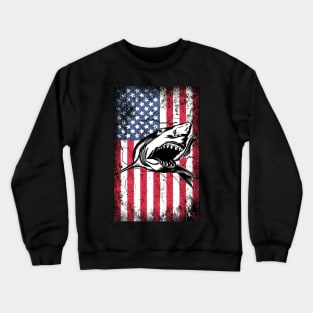 Patriotic Shark American Flag Crewneck Sweatshirt